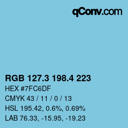 カラーコード: RGB 127.3 198.4 223 | qconv.com