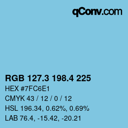 カラーコード: RGB 127.3 198.4 225 | qconv.com