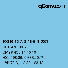 カラーコード: RGB 127.3 198.4 231 | qconv.com