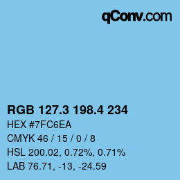カラーコード: RGB 127.3 198.4 234 | qconv.com