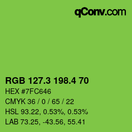 カラーコード: RGB 127.3 198.4 70 | qconv.com