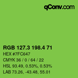 カラーコード: RGB 127.3 198.4 71 | qconv.com