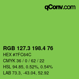 カラーコード: RGB 127.3 198.4 76 | qconv.com