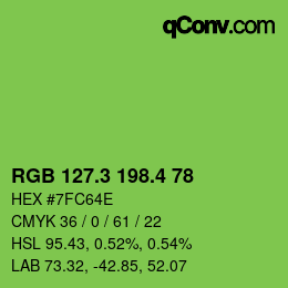 カラーコード: RGB 127.3 198.4 78 | qconv.com