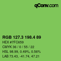 カラーコード: RGB 127.3 198.4 89 | qconv.com