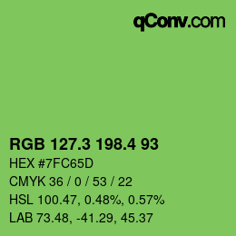 カラーコード: RGB 127.3 198.4 93 | qconv.com