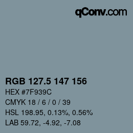 Código de color: RGB 127.5 147 156 | qconv.com
