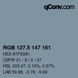 Código de color: RGB 127.5 147 161 | qconv.com
