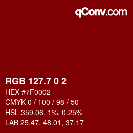 カラーコード: RGB 127.7 0 2 | qconv.com