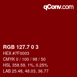 カラーコード: RGB 127.7 0 3 | qconv.com