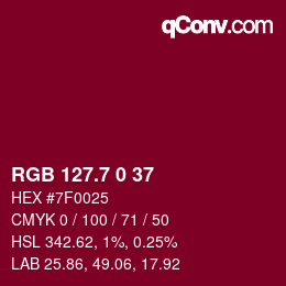 カラーコード: RGB 127.7 0 37 | qconv.com