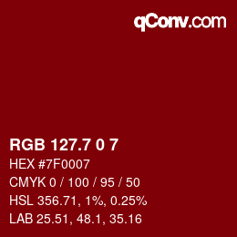 カラーコード: RGB 127.7 0 7 | qconv.com