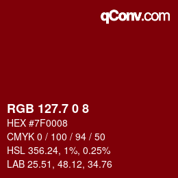 カラーコード: RGB 127.7 0 8 | qconv.com