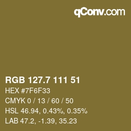 カラーコード: RGB 127.7 111 51 | qconv.com