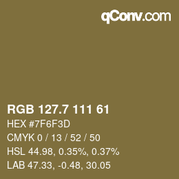 カラーコード: RGB 127.7 111 61 | qconv.com