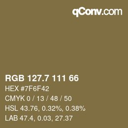 カラーコード: RGB 127.7 111 66 | qconv.com