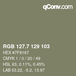 カラーコード: RGB 127.7 129 103 | qconv.com