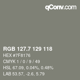 カラーコード: RGB 127.7 129 118 | qconv.com