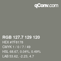カラーコード: RGB 127.7 129 120 | qconv.com