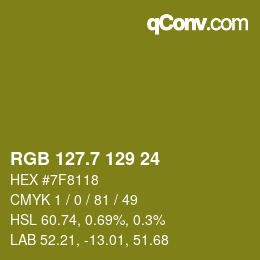 カラーコード: RGB 127.7 129 24 | qconv.com