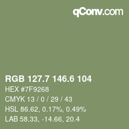 カラーコード: RGB 127.7 146.6 104 | qconv.com