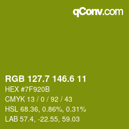 カラーコード: RGB 127.7 146.6 11 | qconv.com