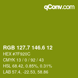 カラーコード: RGB 127.7 146.6 12 | qconv.com