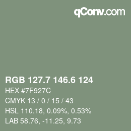 カラーコード: RGB 127.7 146.6 124 | qconv.com