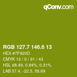 カラーコード: RGB 127.7 146.6 13 | qconv.com