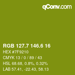 カラーコード: RGB 127.7 146.6 16 | qconv.com