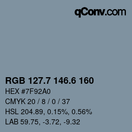 カラーコード: RGB 127.7 146.6 160 | qconv.com