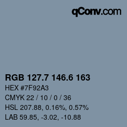 カラーコード: RGB 127.7 146.6 163 | qconv.com