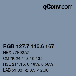 カラーコード: RGB 127.7 146.6 167 | qconv.com