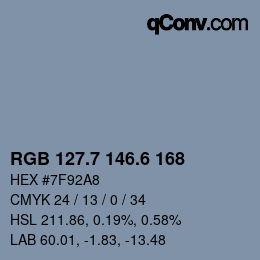 カラーコード: RGB 127.7 146.6 168 | qconv.com