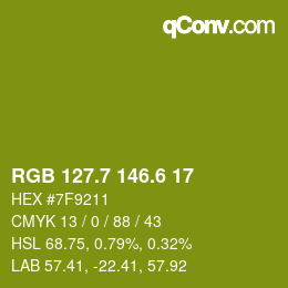カラーコード: RGB 127.7 146.6 17 | qconv.com