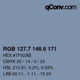カラーコード: RGB 127.7 146.6 171 | qconv.com