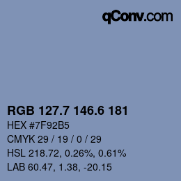 カラーコード: RGB 127.7 146.6 181 | qconv.com