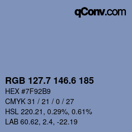 カラーコード: RGB 127.7 146.6 185 | qconv.com