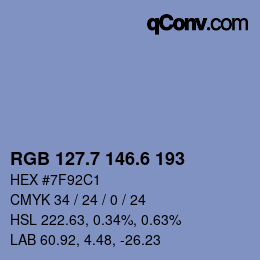 カラーコード: RGB 127.7 146.6 193 | qconv.com