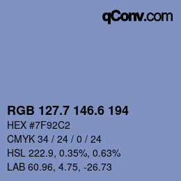 カラーコード: RGB 127.7 146.6 194 | qconv.com