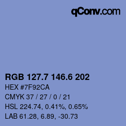 カラーコード: RGB 127.7 146.6 202 | qconv.com