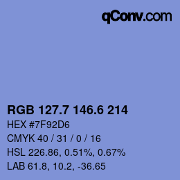 カラーコード: RGB 127.7 146.6 214 | qconv.com