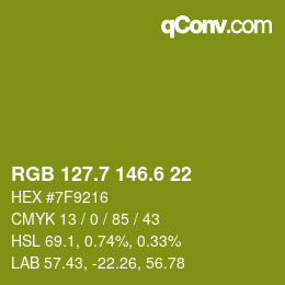 カラーコード: RGB 127.7 146.6 22 | qconv.com