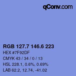 カラーコード: RGB 127.7 146.6 223 | qconv.com