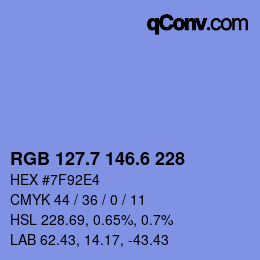 カラーコード: RGB 127.7 146.6 228 | qconv.com