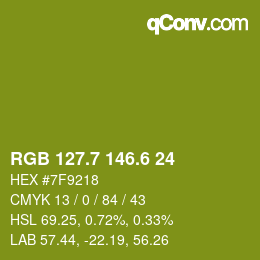 カラーコード: RGB 127.7 146.6 24 | qconv.com