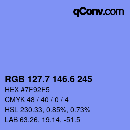 カラーコード: RGB 127.7 146.6 245 | qconv.com