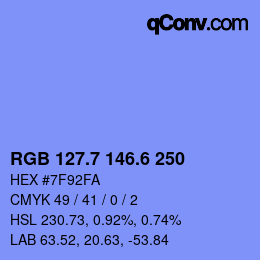 カラーコード: RGB 127.7 146.6 250 | qconv.com