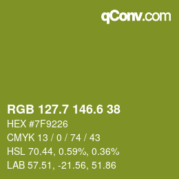 カラーコード: RGB 127.7 146.6 38 | qconv.com