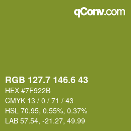 カラーコード: RGB 127.7 146.6 43 | qconv.com